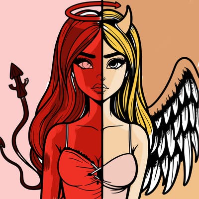 devil vs angel realistic girl