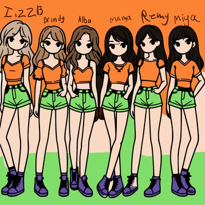 a group of girls wearing crop tops and shorts