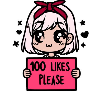 girl holding sign saying 100 likes please