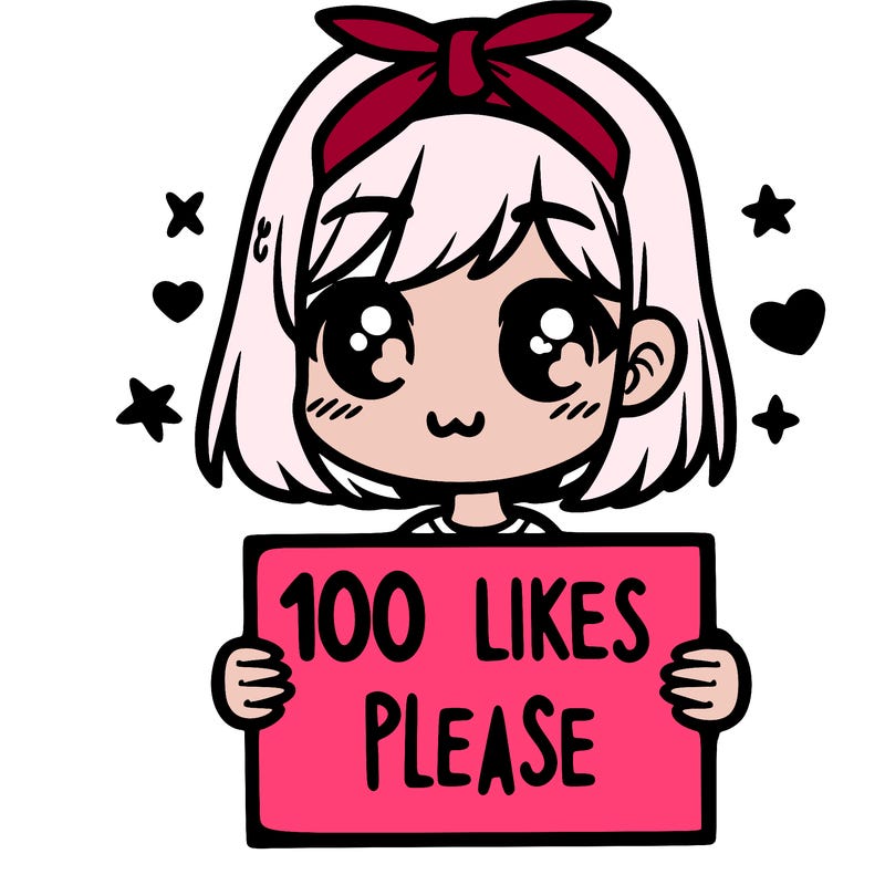girl holding sign saying 100 likes please