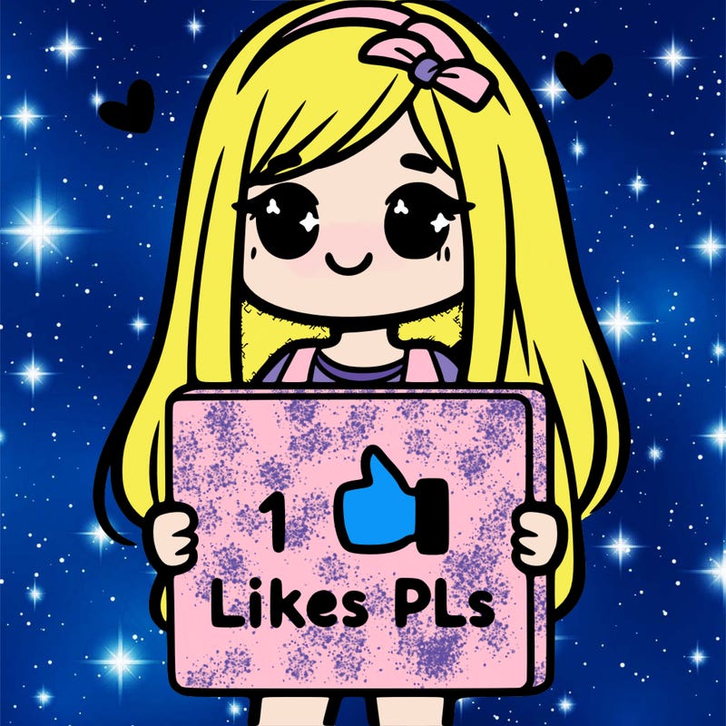 girl holding a sign saying 10 likes pls