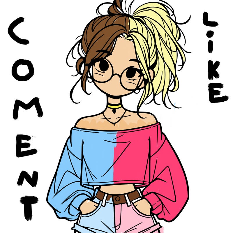 girl with a messy ponytail glasses a baggy crop top and jean shorts