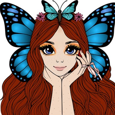 butterfly realistic girl