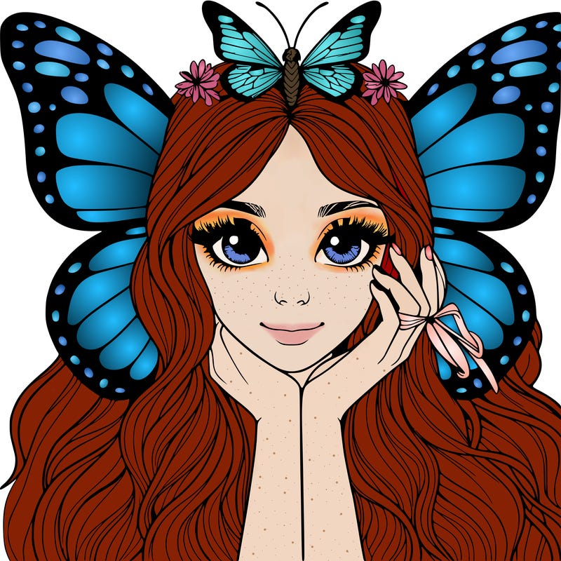 butterfly realistic girl