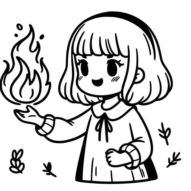 a girl with fire in her hand