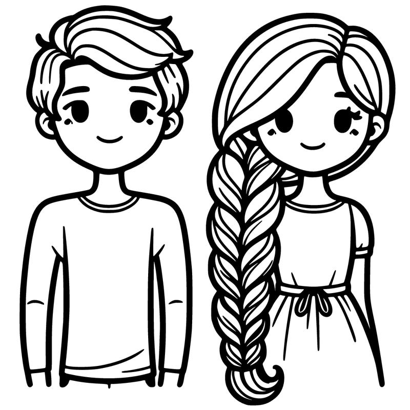 boyfriend and girlfriend with a long braid