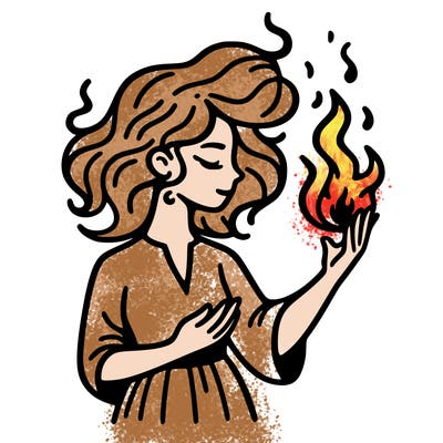 woman with fire