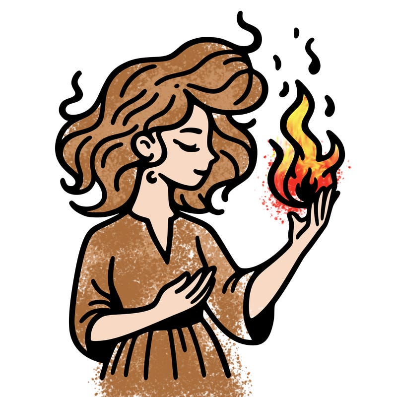 woman with fire