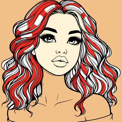 realistic girl with wavy hair and lips
