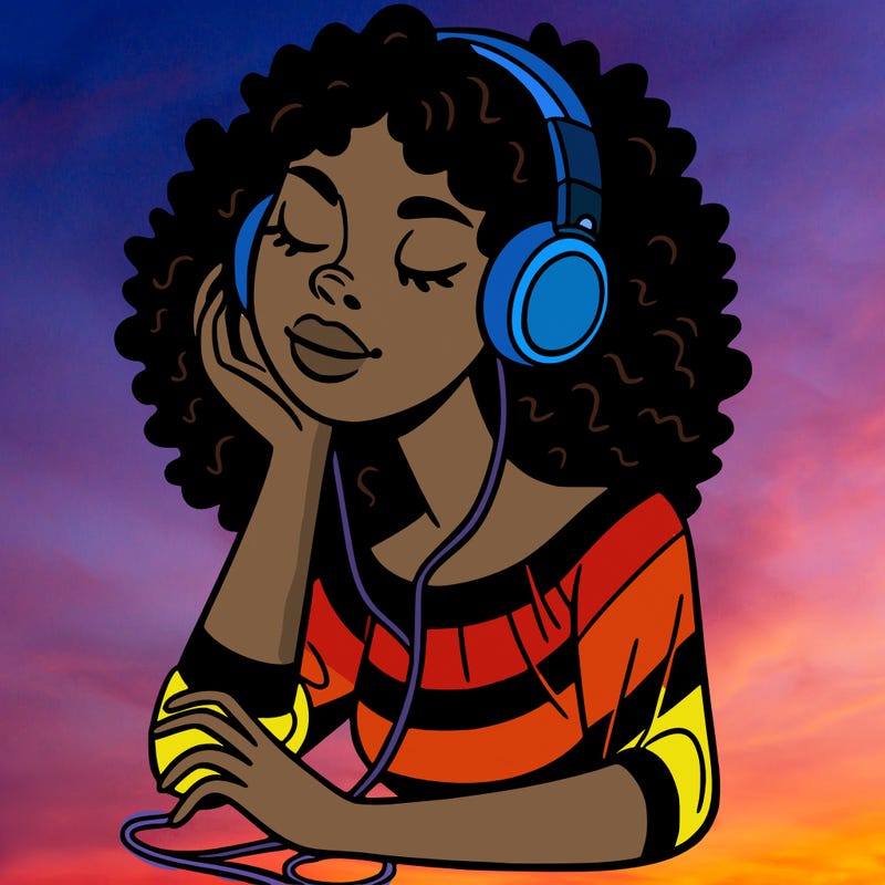 black woman listening to music