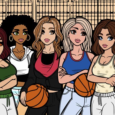 realistic women in ballgrounds.