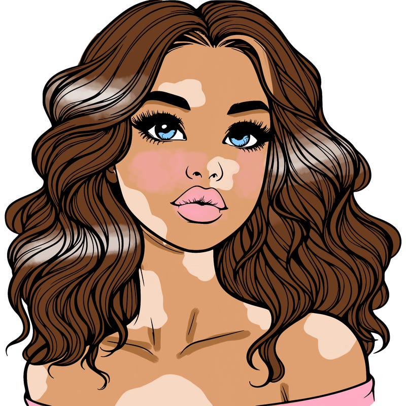 realistic girl with wavy hair and lips