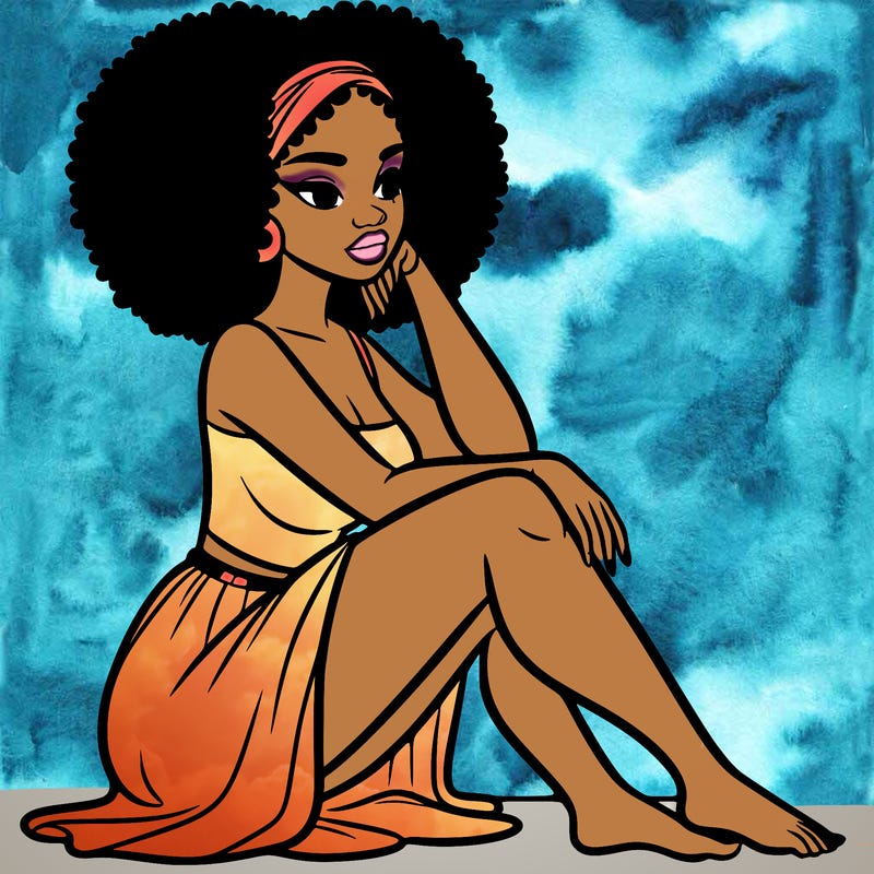 black woman sat down