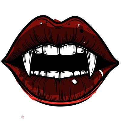 lips with vampire teeth