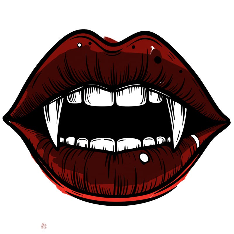 lips with vampire teeth