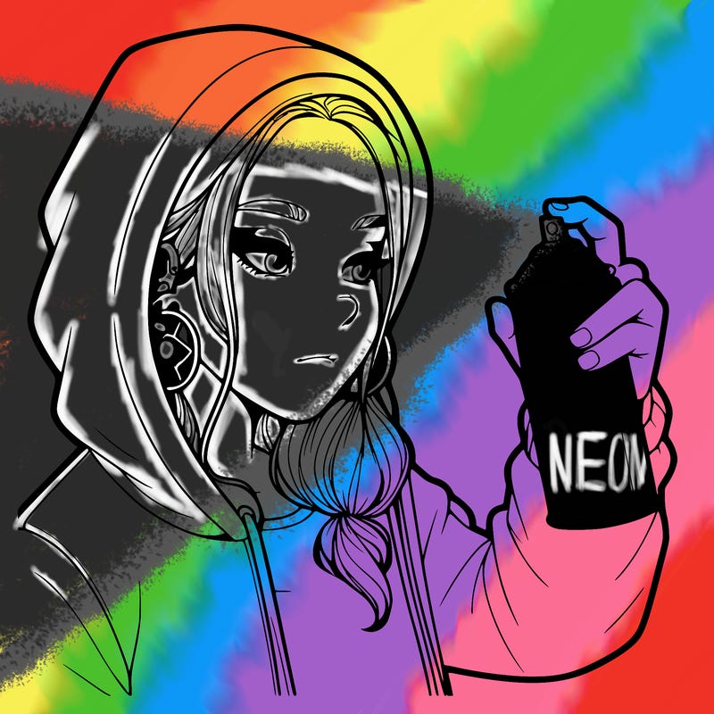 a realistic girl, spray painting