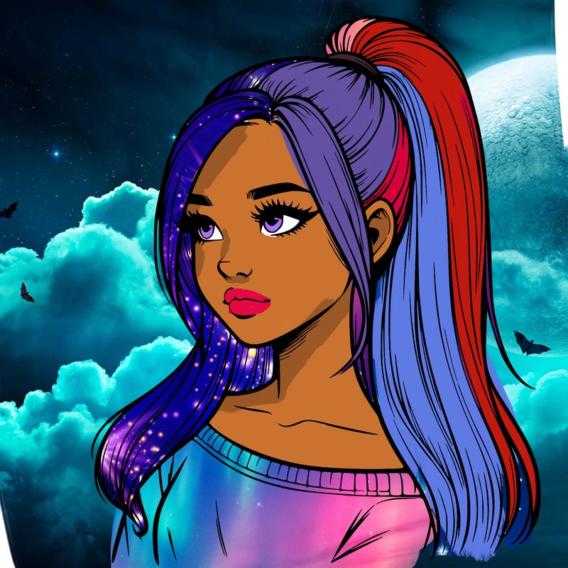 realistic girl with a high ponytail