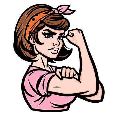 strong woman with a 60s american ad style