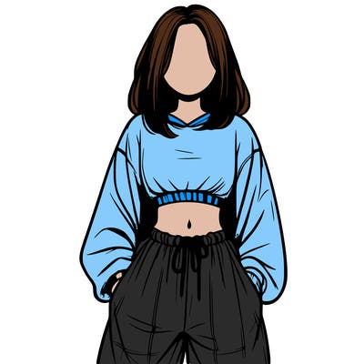 realistic girl faceless with baggy pants and a crop top