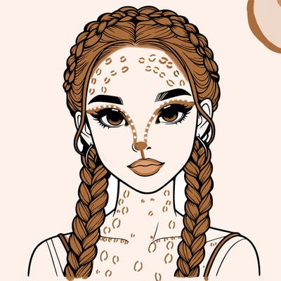 realistic girl with braids