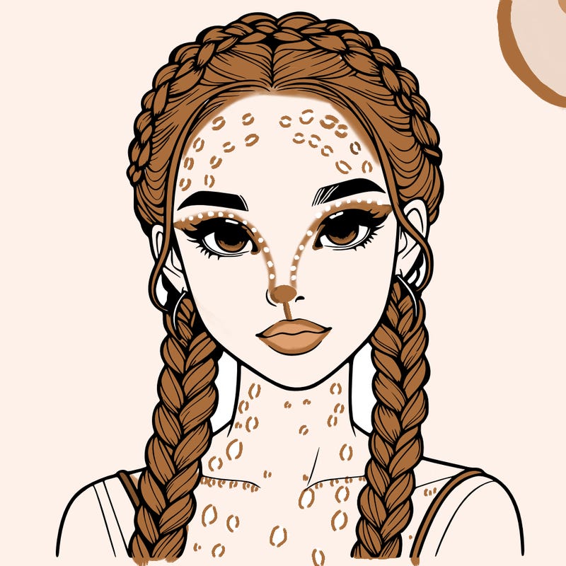 realistic girl with braids