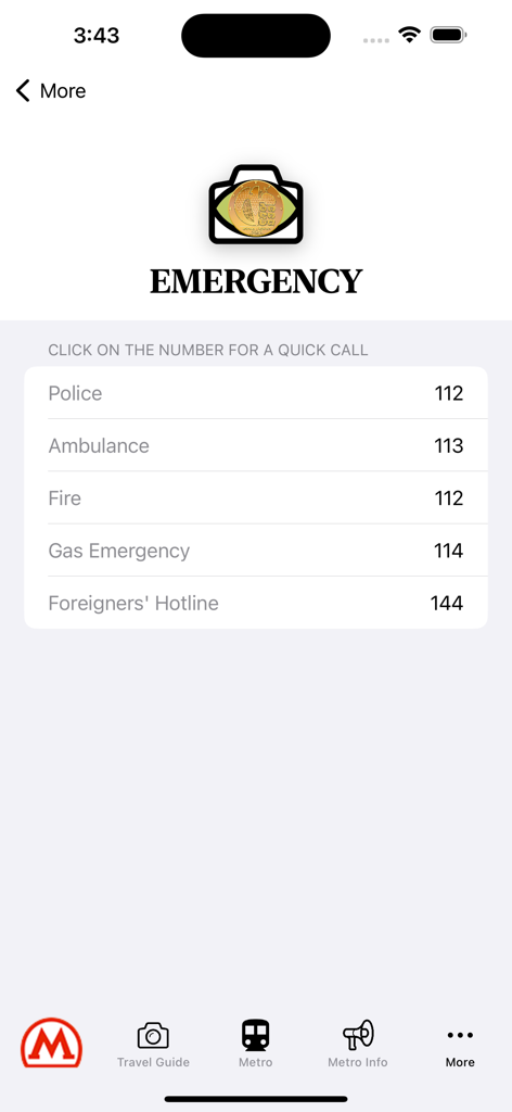 Tbilisi metro maps - Lista de números de contacto de emergencia para policía, ambulancia y servicios de bomberos en Tiflis