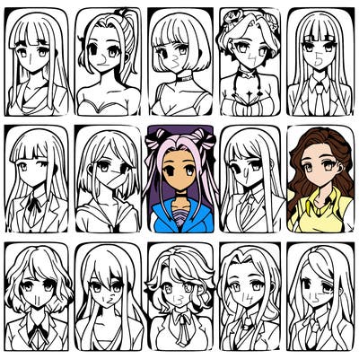girls that look diffrent anime