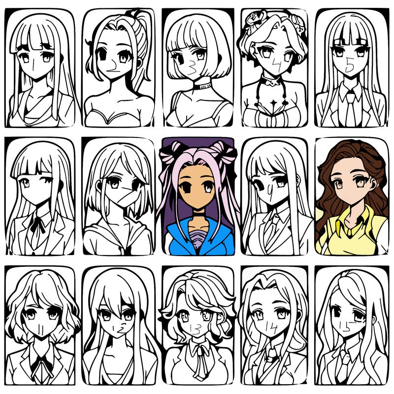 girls that look diffrent anime