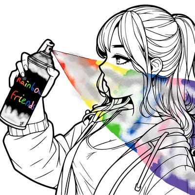 a realistic girl spray, painting