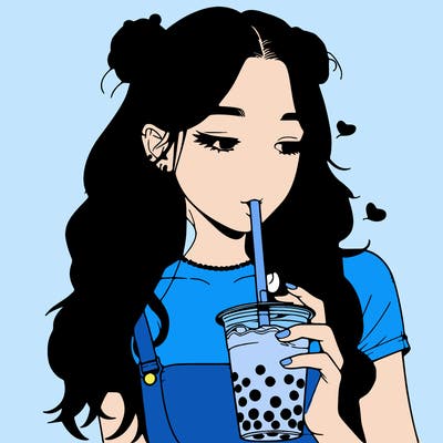 aesthetic realistic girl with boba