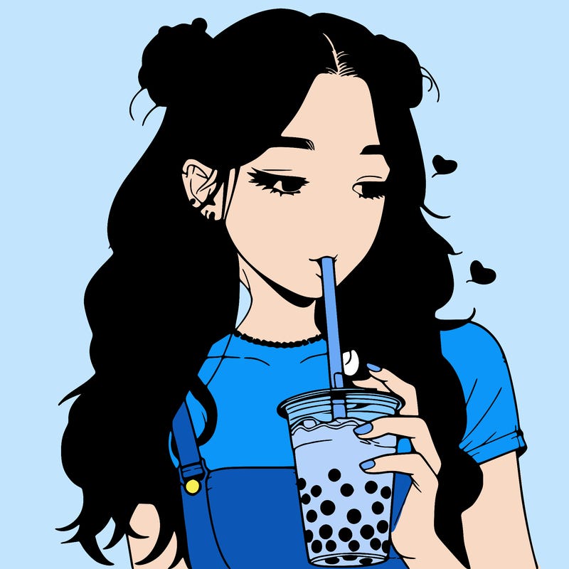 aesthetic realistic girl with boba