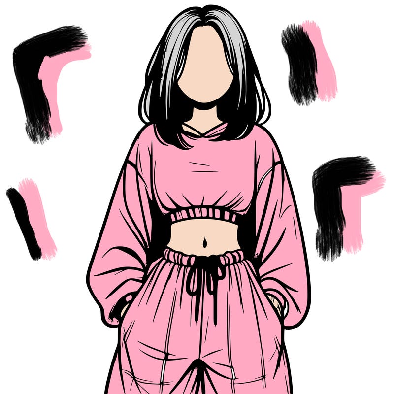 realistic girl faceless with baggy pants and a crop top