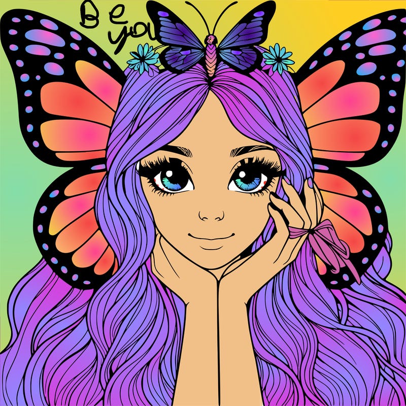 butterfly realistic girl