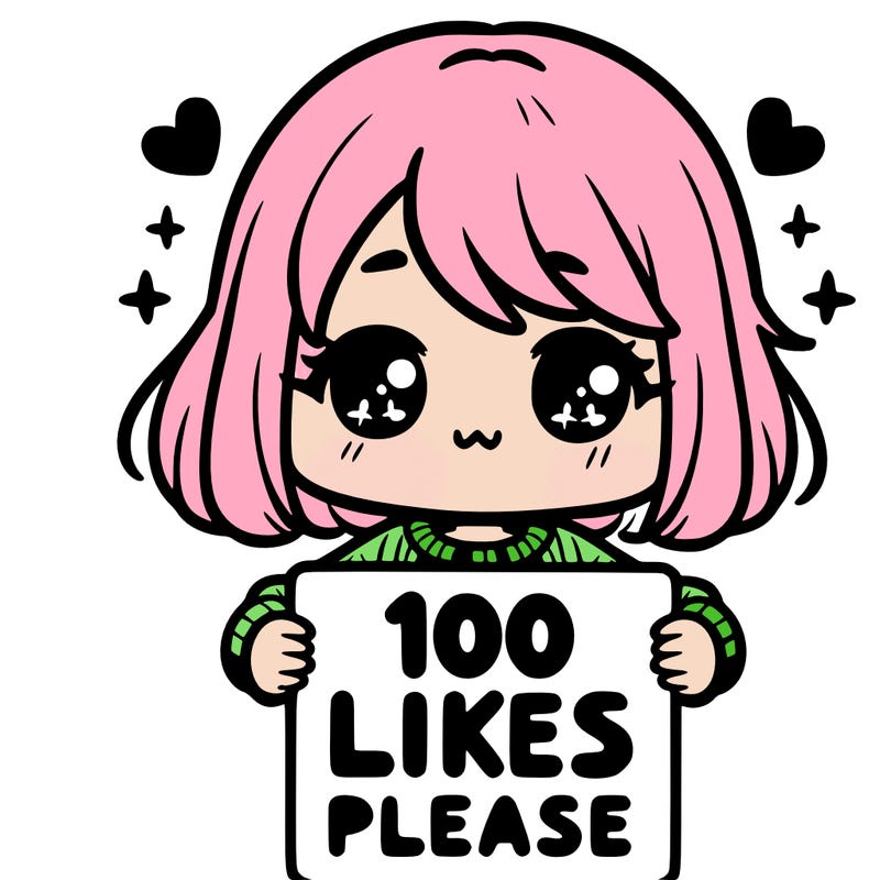 cute girl holding a sign saying 100 likes please