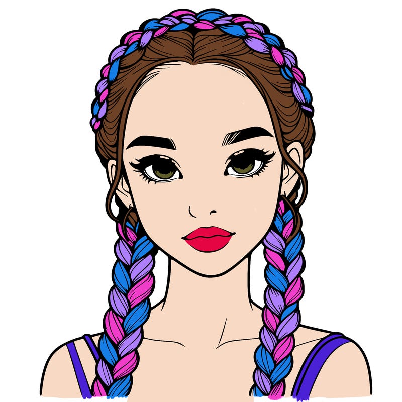 realistic girl with braids