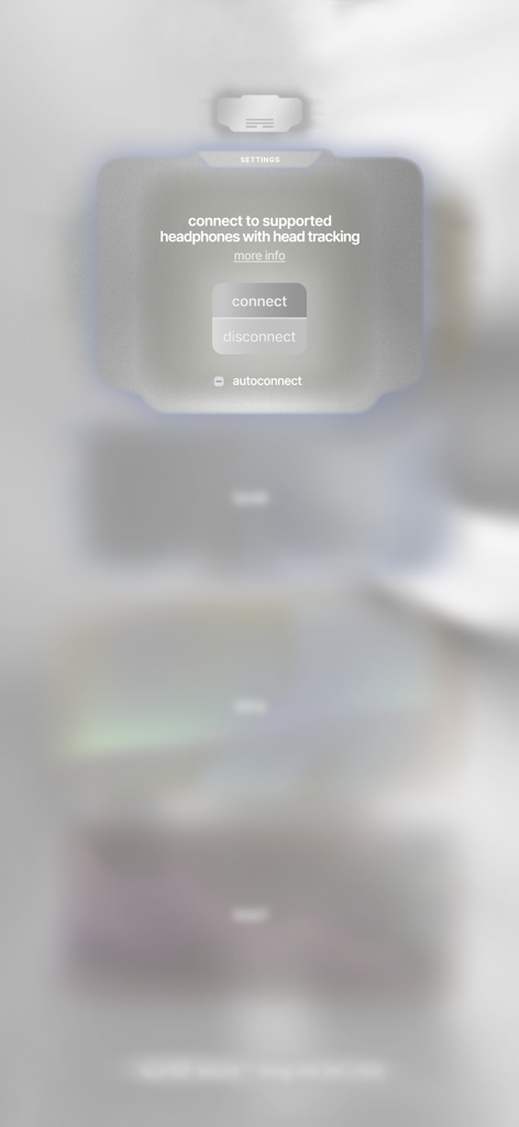 otherspace - Setup screen in the otherspace app to connect headphones with spatial head tracking