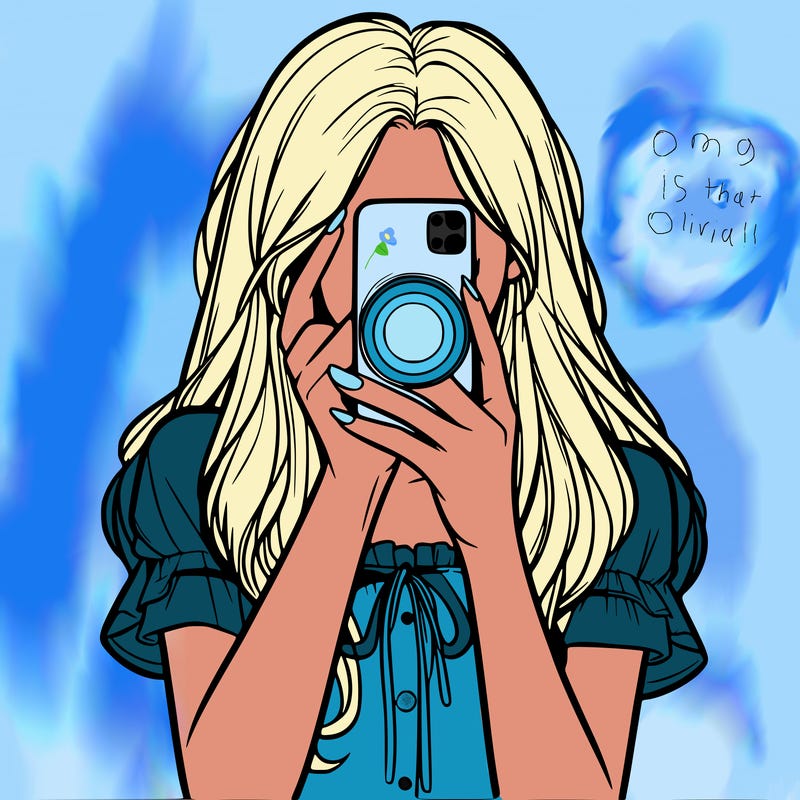 a realistic girl holding her phone taking pictures