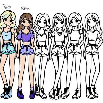 a group of girls wearing crop tops and shorts