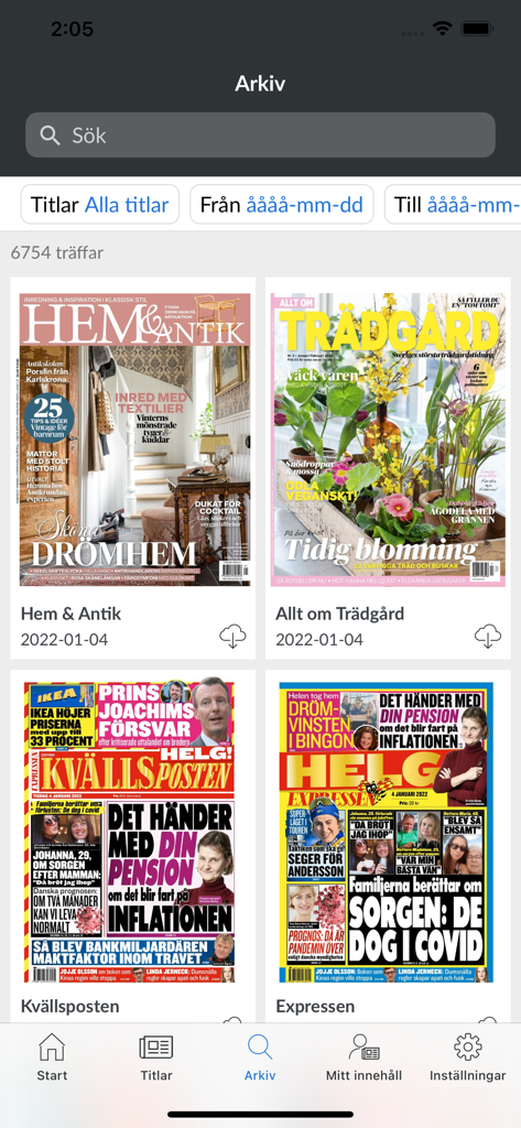 Arcy - Archivio digitale di riviste e giornali svedesi nell'app Arcy.