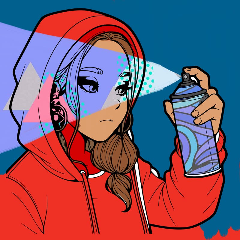a realistic girl, spray painting