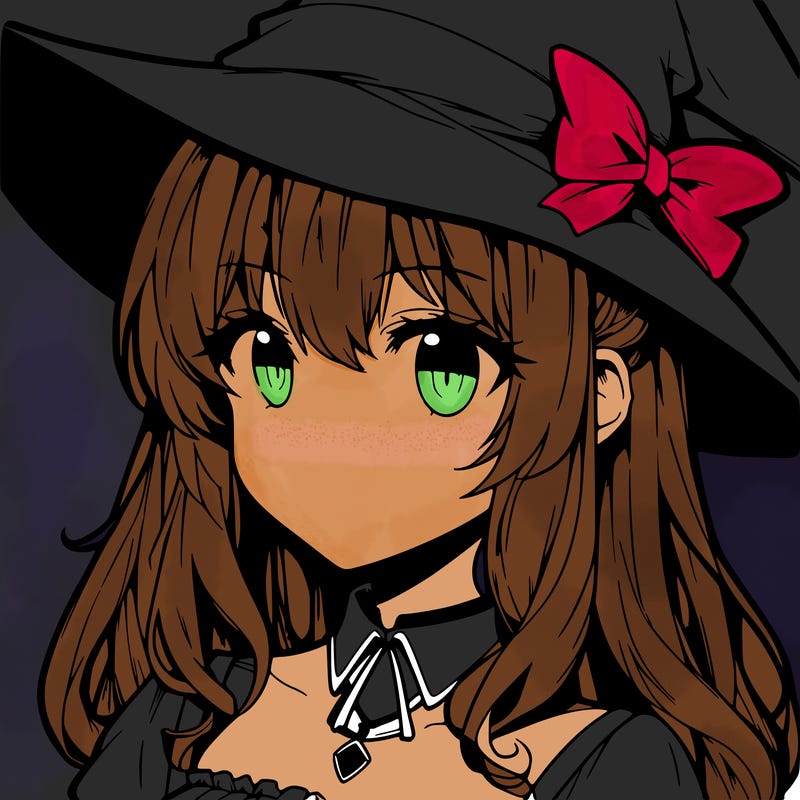 anime witch woman with nose and mouth