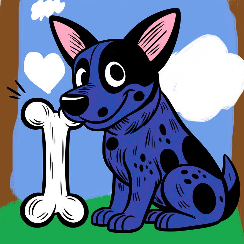 blue heeler eating a bone wit no black lines