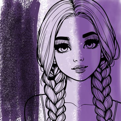 realistic girl with braids