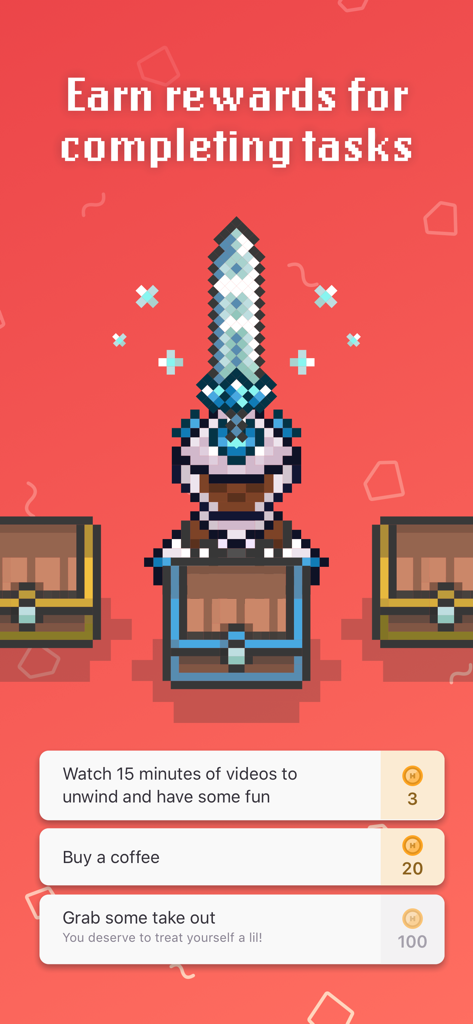 Habitica: Gamified Taskmanager - Habiticaアプリの画面。ゲーミフィケーションされた生産性向上のためのピクセルアートの報酬とカスタムタスクが表示されています。