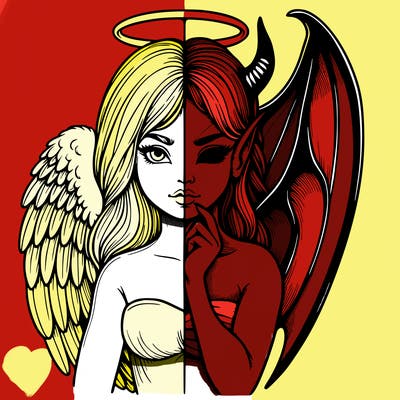 realistic angel half demon