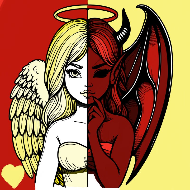 realistic angel half demon