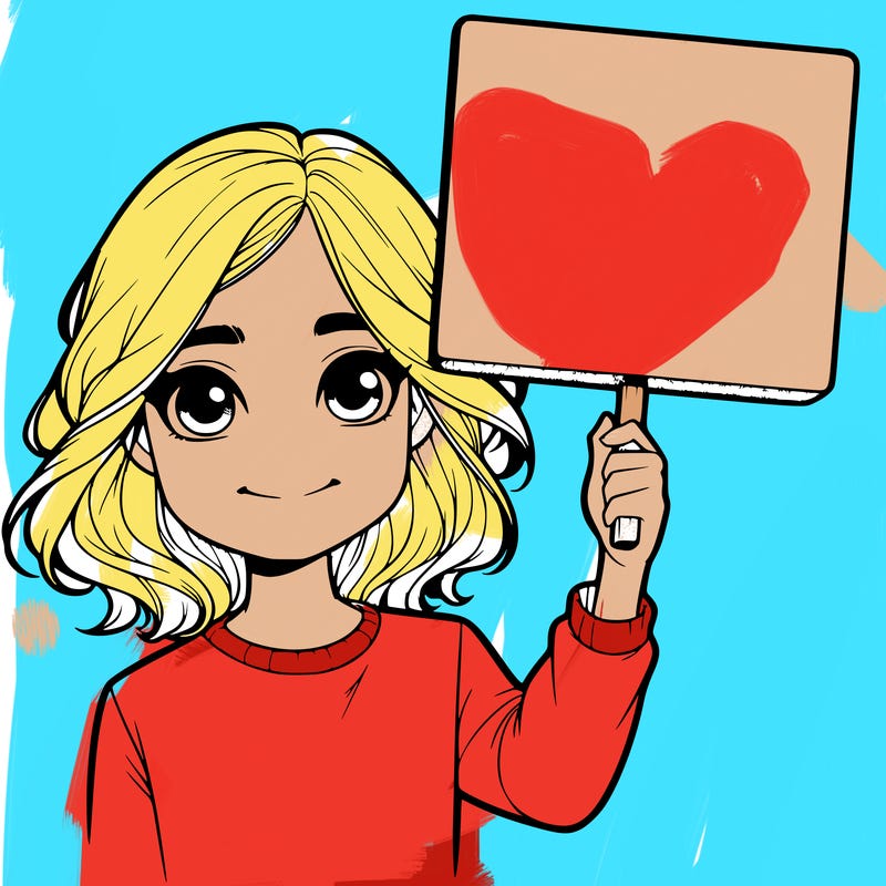 realistic girl holding up a sign