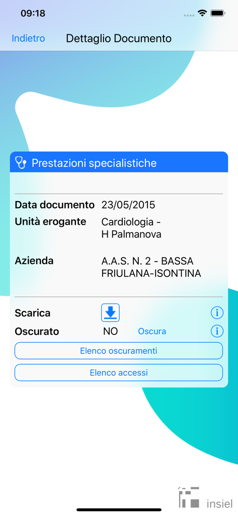 Ecrã da aplicação Sesamo FSE exibindo detalhes de um relatório de consulta de cardiologia.