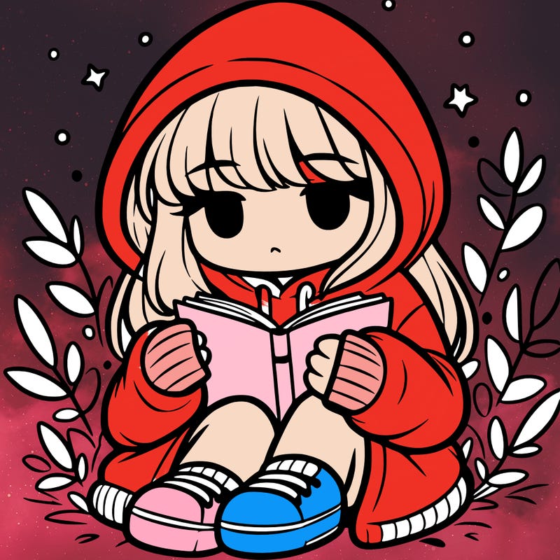 girl in oversized hoodie reading a book