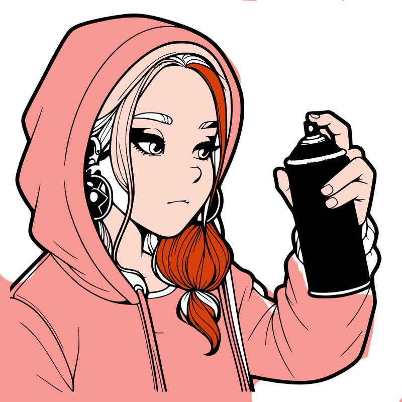 a realistic girl, spray painting